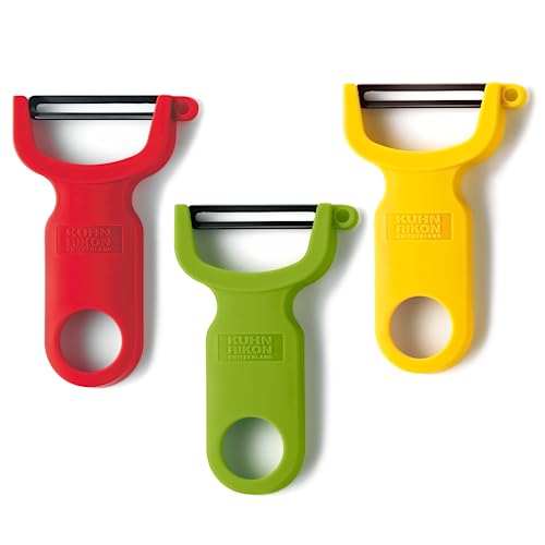Kuhn Rikon Buy Kuhn Rikon Original Swiss Peeler 3-Pack in Red, Green & Yellow - Perfect for Effortless Peeling!