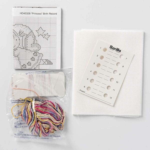 Bucilla Bucilla Counted Cross Stitch Birth Record Kit 10 by 13 Inch 45328 Princess Pink for Baby Keepsake - View 2 of 6