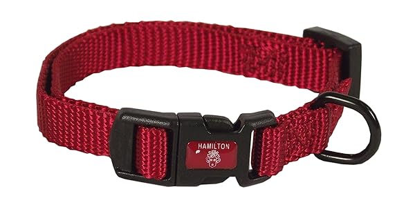"Buy Hamilton Adjustable Nylon Dog Collar - Red, 3/8" x 7-12" | Durable & Stylish Pet Accessory"