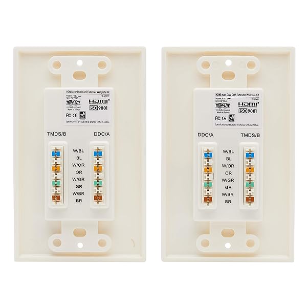 TRIPP LITE Tripp Lite HDMI Over Dual Cat5/Cat6 Extender Wall Plate Kit - Transmitter & Receiver, TAA Compliant, 3-Year Warranty - View 7 of 11