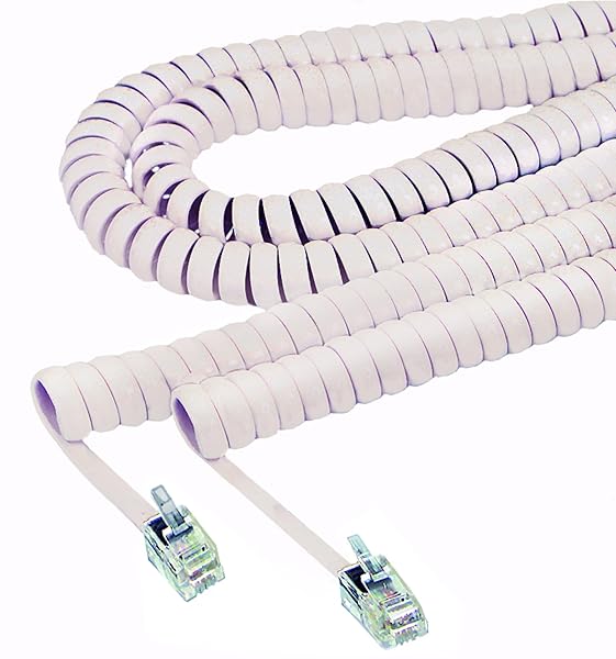 SOFTALK Softalk 25 ft Coiled Phone Cord - Beige Plug/Plug for Clear Communication