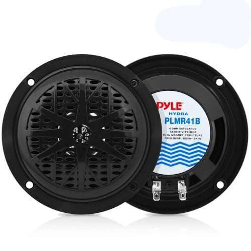 Pyle Pyle 4 Inch Dual Marine Speakers - Waterproof Outdoor Audio System - PLMR41B (Black) for Superior Sound