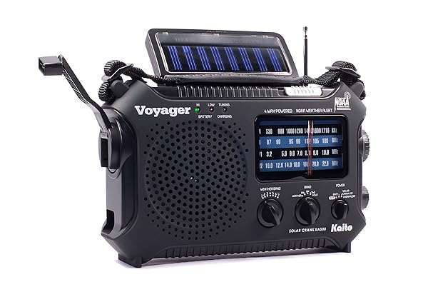 Kaito Buy Kaito KA500 Emergency Radio: 5-Way Powered AM/FM/SW NOAA Alert with Solar, Dynamo Crank, Flashlight & Reading Lamp - Black - View 8 of 10