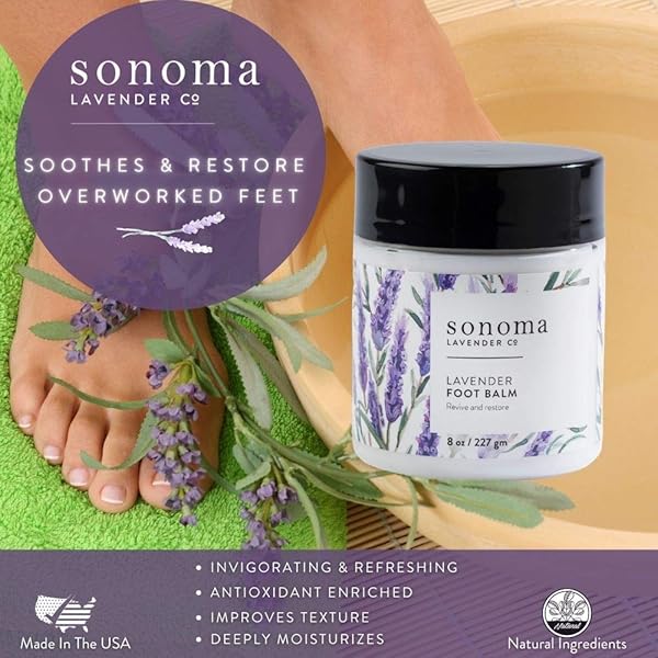 Sonoma Lavender Sonoma Lavender Lavender and Peppermint Foot Balm Moisturizer for Dry Feet Revive Restore Overworked Feet Softens Rough Skin 8oz - View 2 of 5