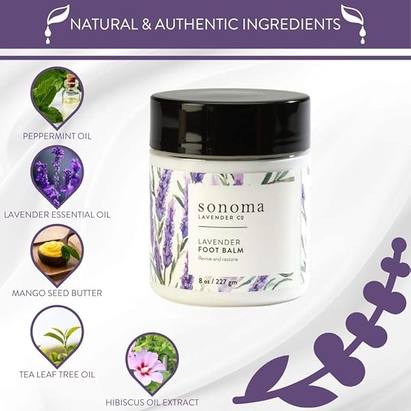 Sonoma Lavender Sonoma Lavender Lavender and Peppermint Foot Balm Moisturizer for Dry Feet Revive Restore Overworked Feet Softens Rough Skin 8oz - View 4 of 5