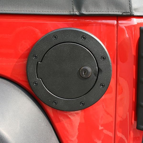 Rugged Ridge Locking Gas Cap Door for 2007-2018 Jeep Wrangler JK - Durable Black Aluminum | Model 11425.06