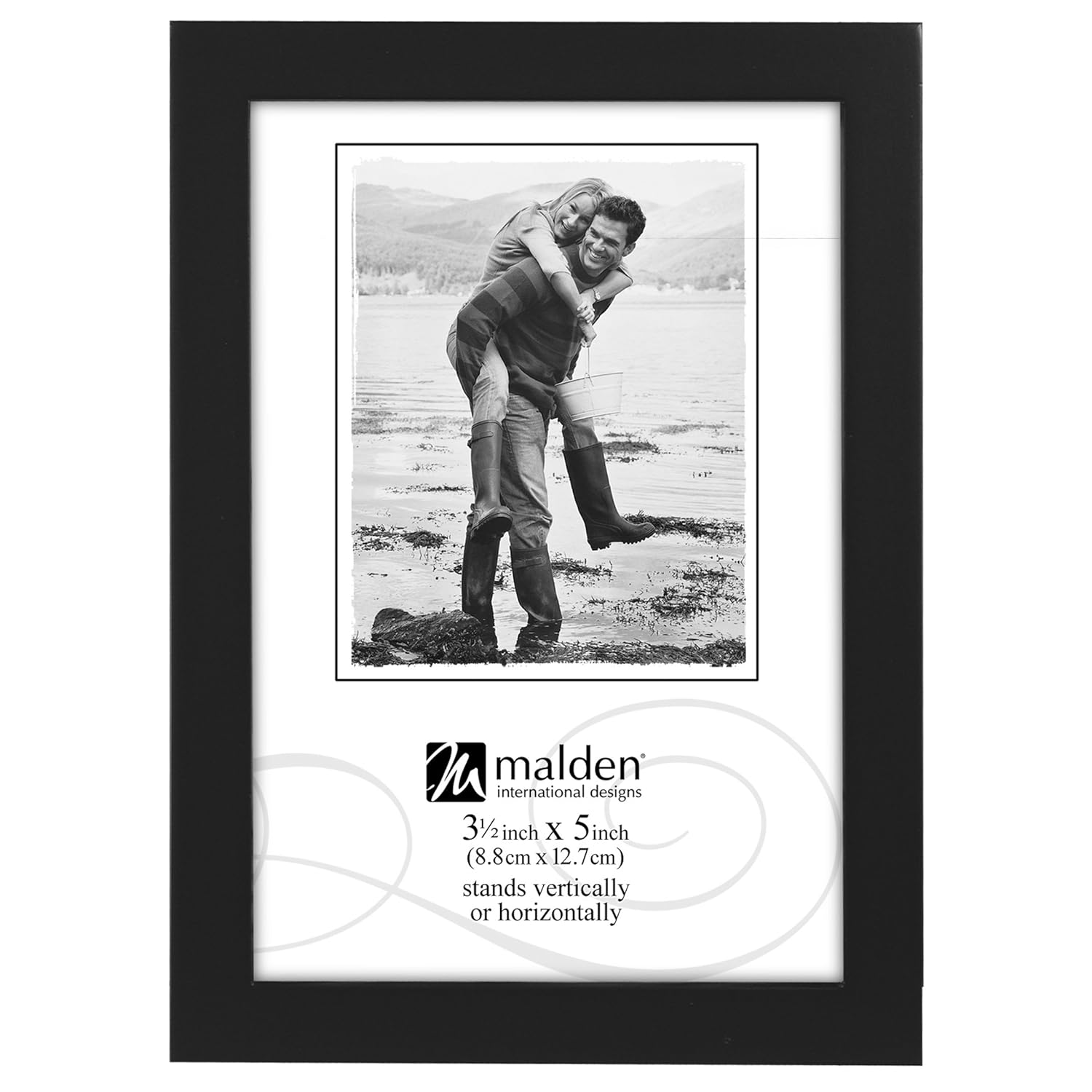 Malden Malden International Designs Black Concept Wood Picture Frame 3.5x5 Elegant Black Frame for Photos and Artwork