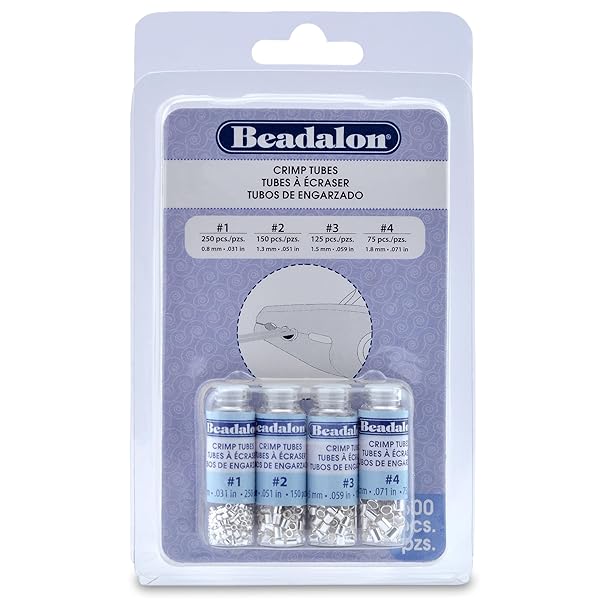 Beadalon Beadalon Crimp Tube Variety Pack - 600 Silver Plated Sizes 1-4 for Jewelry Making & Beading