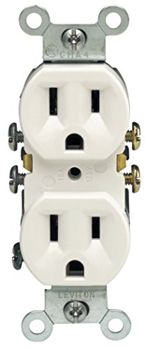 Leviton Leviton 5320-WMP 15 Amp Duplex Receptacle 10-Pack - Residential Grade Grounding, White