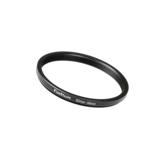 Fotodiox 62mm to 58mm Metal Step Down Ring - Anodized Black for Superior Durability