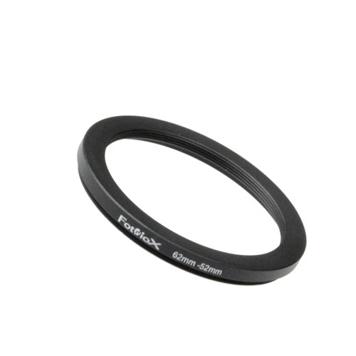 Fotodiox 62mm to 52mm Metal Step Down Ring - Anodized Black for Superior Durability
