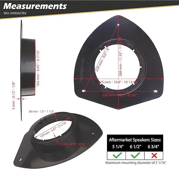 Scosche "Scosche Speaker Adapters for 2002-2009 Oldsmobile, Chevrolet, GMC & Isuzu - 5.25" to 6.5" (1 Pair) SAGTE6" - View 7 of 7