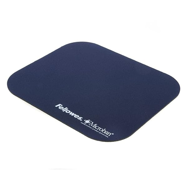 Fellowes Non-Slip Mouse Mat with Antibacterial Protection - Ideal for Optical & Laser Mice - 199x232mm Silver Pad