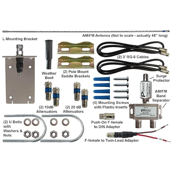 PIXEL Pixel Technologies AFHD-4: Long Range Omnidirectional AM/FM HD Radio Antenna for Attic/Outdoor Use with RG6 Coaxial Cable - View 5 of 8