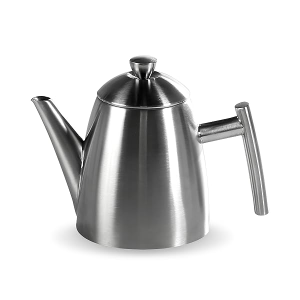 Frieling Frieling 18/8 Stainless Steel Teapot with Infuser & Warmer - Perfect for Loose Tea, 34 Ounces