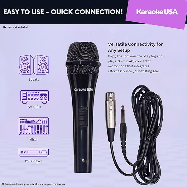 Karaoke USA Buy Karaoke USA M189 Professional Dynamic Microphone with Detachable Cord - Black | Best Quality & Sound - View 5 of 7