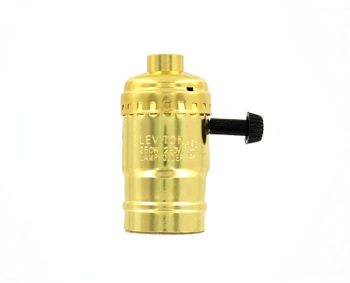 Leviton Leviton 7090-PG Medium Base Lampholder: Aluminum, 2-Circuit, Removable Knob for 3-Way 2-Filament Lamps