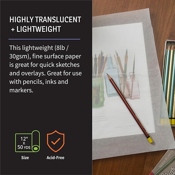 Bienfang "Bienfang Sketching & Tracing Paper Roll - 12" x 50 Yards for Drawing, Sketching & Sewing Patterns" - View 4 of 11