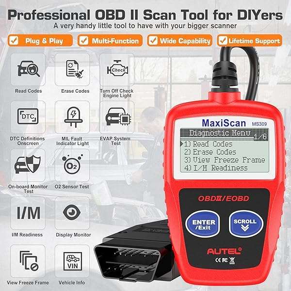 Autel Autel MS309 OBD2 Scanner: Check Engine Code Reader & Emission Monitor for All OBDII Vehicles (1996+) - Fast Diagnostics! - View 4 of 11