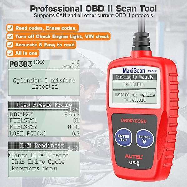 Autel Autel MS309 OBD2 Scanner: Check Engine Code Reader & Emission Monitor for All OBDII Vehicles (1996+) - Fast Diagnostics! - View 6 of 11