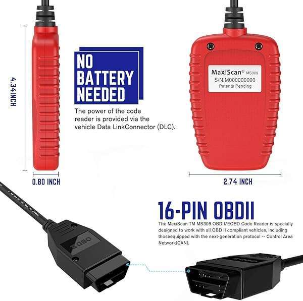 Autel Autel MS309 OBD2 Scanner: Check Engine Code Reader & Emission Monitor for All OBDII Vehicles (1996+) - Fast Diagnostics! - View 11 of 11