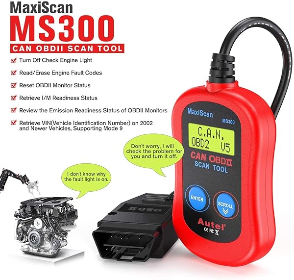Autel Autel MS300 OBD2 Scanner: Turn Off Check Engine Light & Read Fault Codes Easily - View 4 of 11