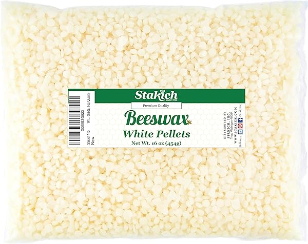 Stakich Stakich Pure White Beeswax Pellets - All Natural, Cosmetic Grade, Premium Quality (1 lb) for DIY Beauty & Crafts
