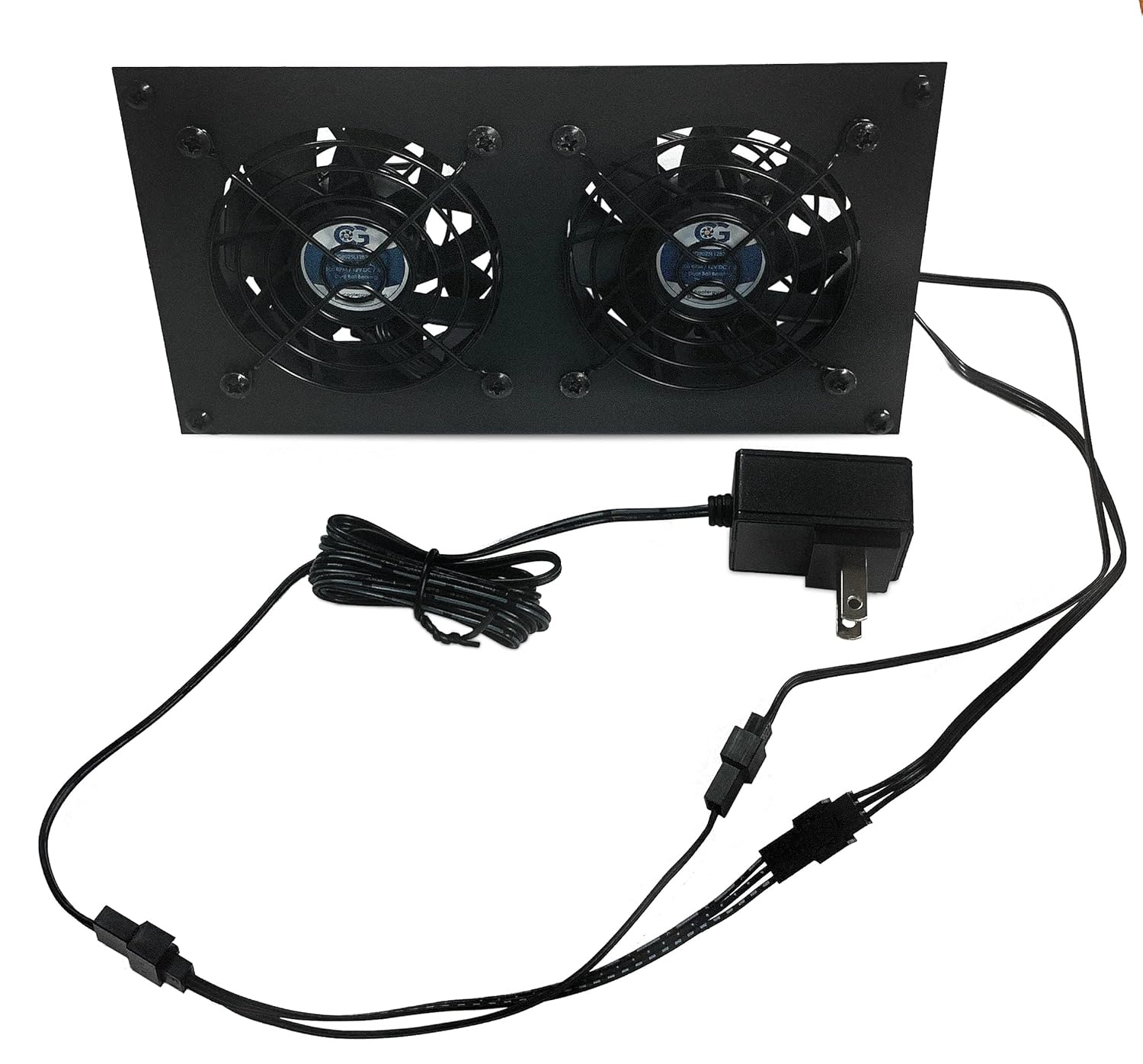 coolerguys CabCool 802 Lite Dual 80mm Fan Cooling Kit for Cabinets and Home Theaters Efficient Cooling Solution - View 3 of 4