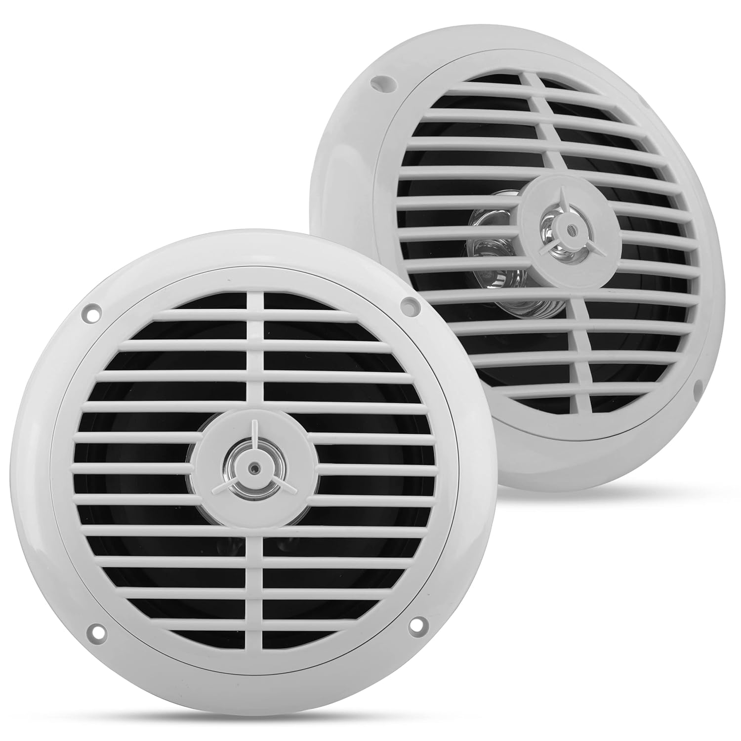 Pyle Pyle 6.5 Inch Dual Marine Speakers Waterproof Outdoor Audio System 120 Watt Power Polypropylene Cone Cloth Surround 1 Pair PLMR67W White