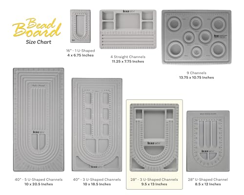 The Beadsmith Beadsmith Grey Flocked Bead Board: 3 U-Shaped Channels & 6 Compartments for Jewelry Design (9.5x13 inches) - View 6 of 9