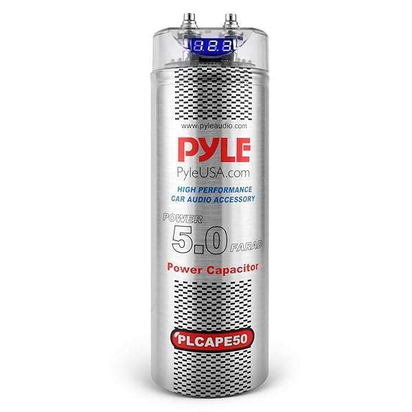 Pyle Buy Pyle 5.0 Farad Digital Power Capacitor - High-Performance Car Audio with Blue Display & Over Voltage Protection