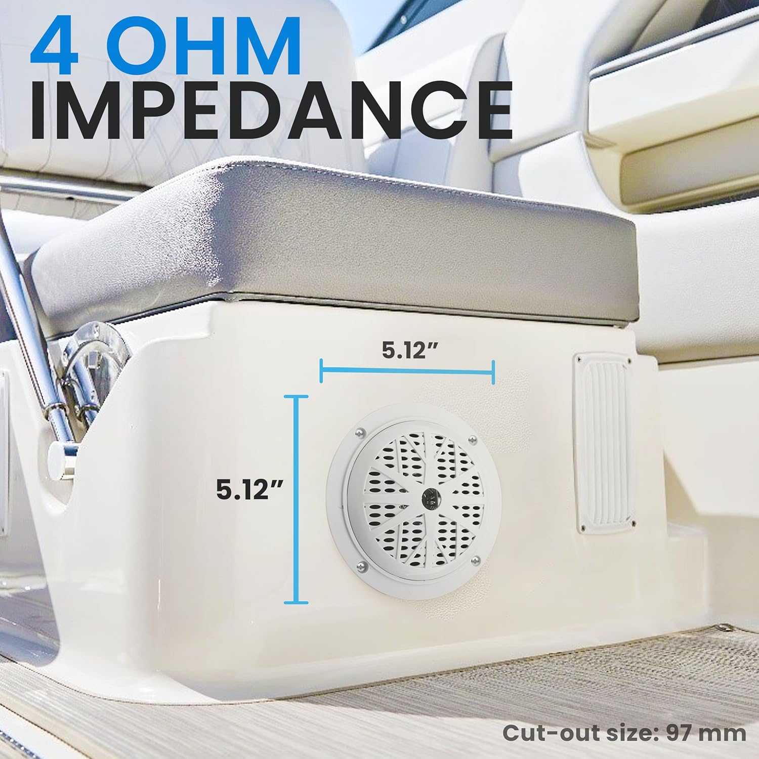 Pyle Pyle 4 Inch Dual Marine Speakers Waterproof Outdoor Audio System with Polypropylene Cone and Low Profile Design White Pair PLMR41W - View 3 of 9