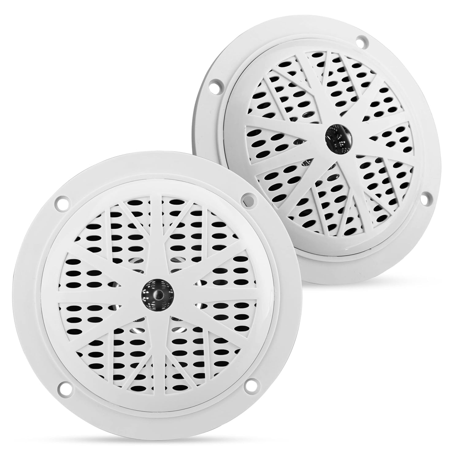 Pyle Pyle 4 Inch Dual Marine Speakers Waterproof Outdoor Audio System with Polypropylene Cone and Low Profile Design White Pair PLMR41W