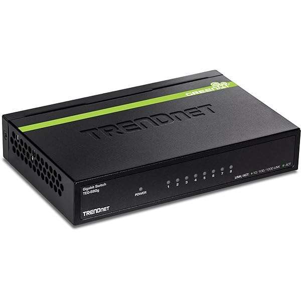 TRENDnet TRENDnet 8-Port Gigabit Switch TEG-S80G: Fast, Fanless Ethernet Splitter with 16Gbps Capacity - Plug & Play, Lifetime Warranty