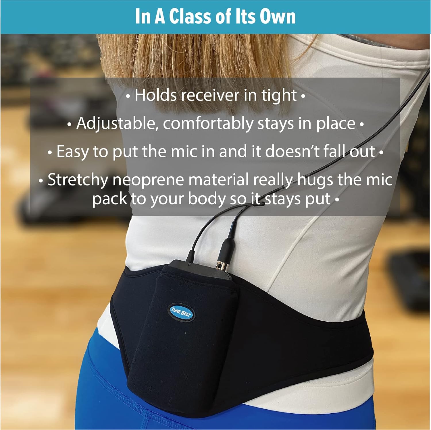 Tune Belt Tune Belt Mic Belt Original Microphone Holder Pack Secure Carrier Pouch for Fitness Instructors Theater Speakers and More - View 2 of 4