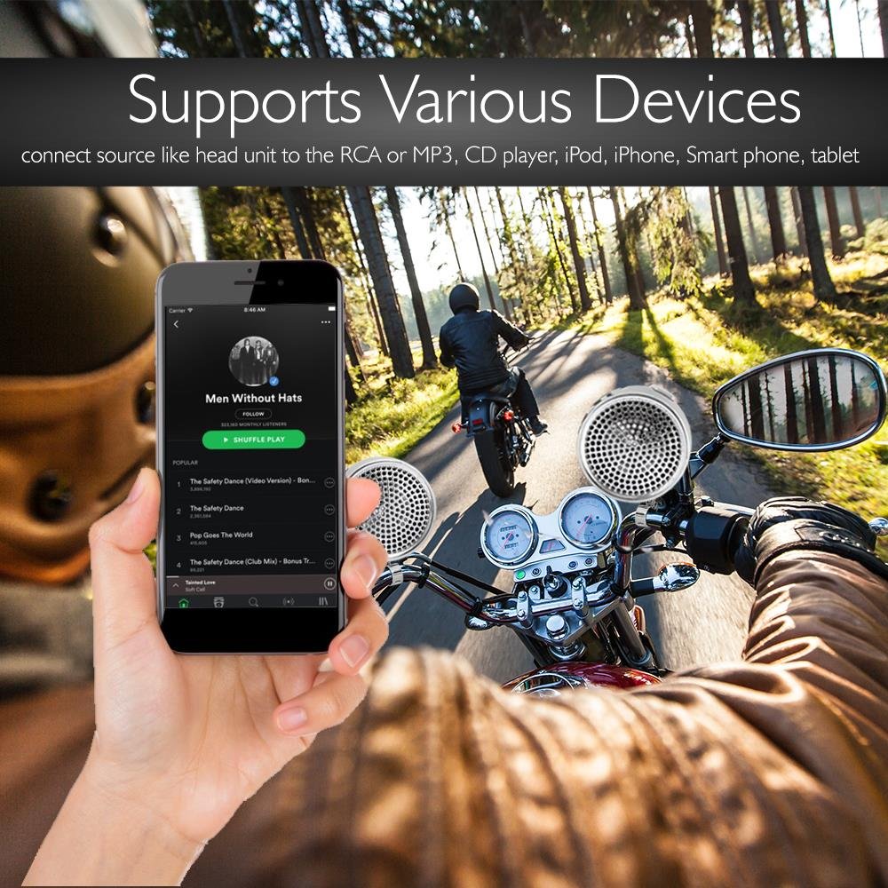 PYLE PLMCA60 Motorcycle Amplified Stereo Sound System with Dual Handlebar Speakers and USB Charger 300 Watt x 2 - View 5 of 7