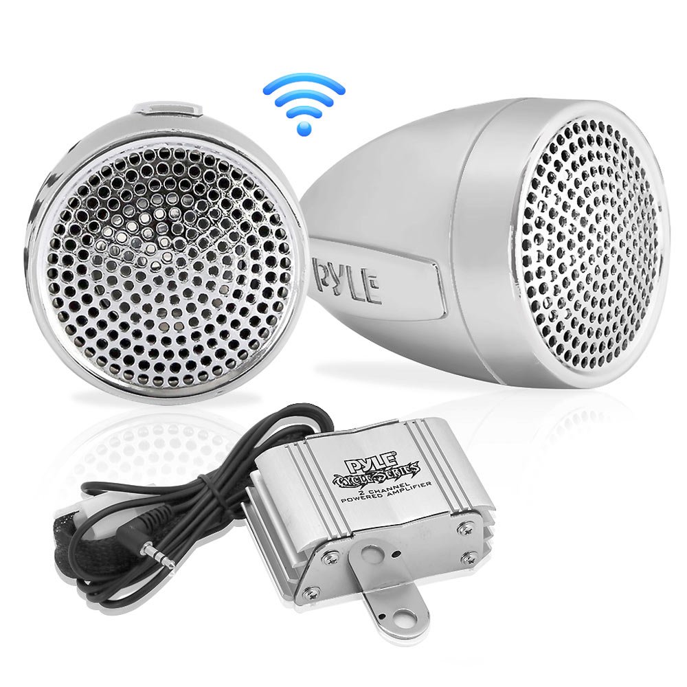 PYLE PLMCA60 Motorcycle Amplified Stereo Sound System with Dual Handlebar Speakers and USB Charger 300 Watt x 2