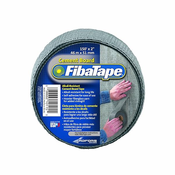 FibaTape Saint-Gobain ADFORS FDW8436-U Gray Fiberglass Self-Adhesive Drywall Tape - 150 ft x 2 in, Perfect for Cement Boards
