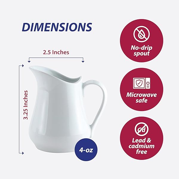 HIC Kitchen Buy HIC Kitchen Creamer Pitcher - 4oz Fine White Porcelain with Handle for Perfect Coffee & Tea Service - View 8 of 8
