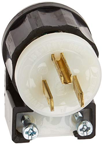 Leviton Leviton 5266-CA 15 Amp Angle Plug: Industrial Grade Black-White Straight Blade for Reliable Grounding
