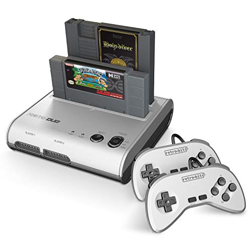 Retro-Bit Retro-Bit Retro Duo 2-in-1 Console: Play NES & SNES Games in Style - Silver/Black