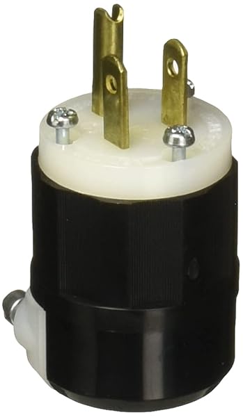 Leviton Leviton 5266-C Industrial Grade Plug: 15 Amp, 125 Volt, Black-White, Straight Blade, Grounding - 1 Pack