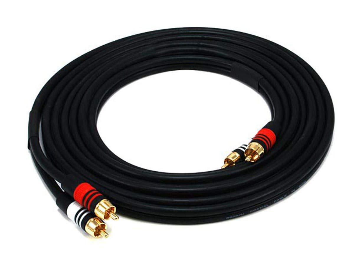 Monoprice Monoprice Premium Two-Channel Audio Cable 35 Feet Black 2 RCA Plug to 2 RCA Plug 22AWG Male to Male - View 8 of 9