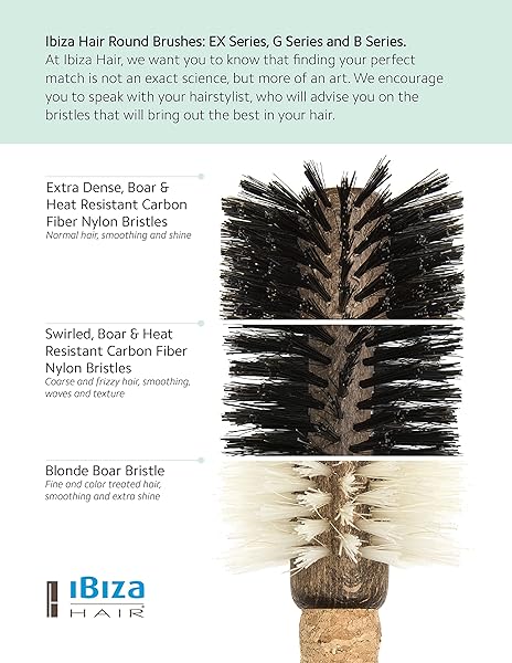 Ibiza Hair Ibiza Hair Round Boar Bristle Brush G5 70mm Hybrid Boar Carbon Fiber Nylon Bristles Cork Handle Ideal for Coarse Frizzy Hair - View 6 of 8
