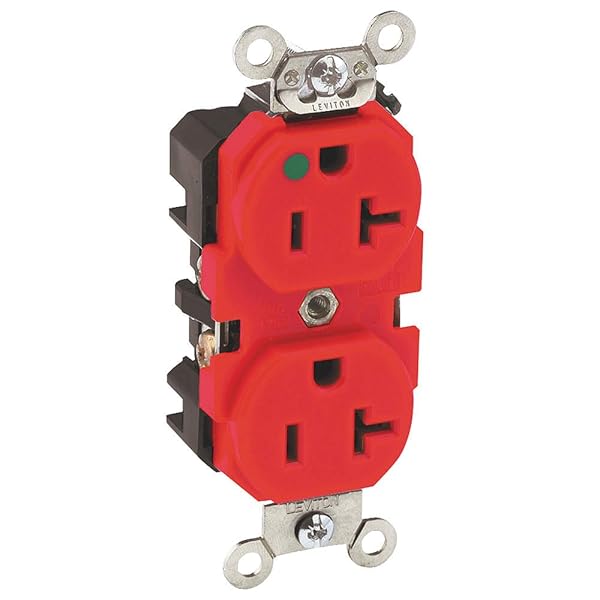 Leviton Leviton 8300-R 20A Hospital Grade Duplex Receptacle - Heavy Duty, Self-Grounding, Red, 125V