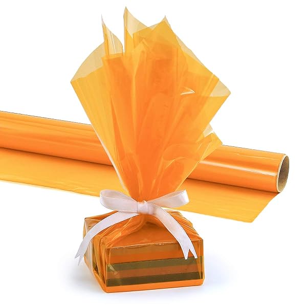Hygloss Hygloss Cellophane Roll 20 Inch x 5 Feet Orange Perfect for Crafts Gifts and Baskets - View 3 of 6