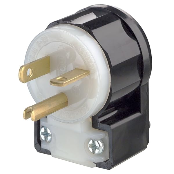 Leviton Leviton 5366-CA 20 Amp Plug: Industrial Grade, Grounding, Black-White, 125 Volt Straight Blade
