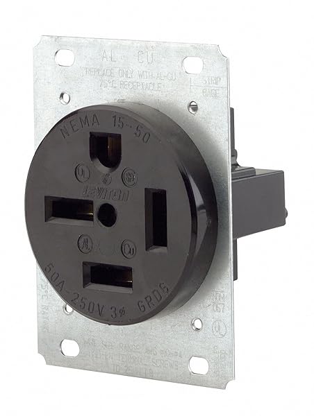 Leviton Leviton 8450 50 Amp 250 Volt Flush Mount Receptacle - Industrial Grade Grounding Solution