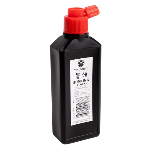Yasutomo Yasutomo Bokuju 6oz Sumi Ink - Premium Black Liquid Ink for Calligraphy & Artwork with Japanese Brushes