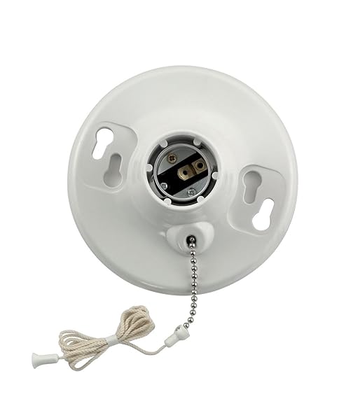 Leviton Leviton 8827-CW1 Outlet Box with Lampholder & Pull Chain - White Urea Mount for Easy Installation